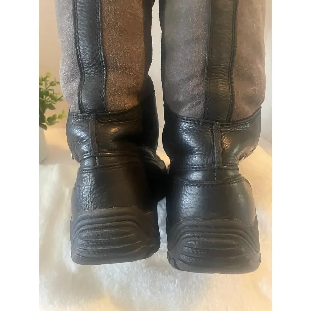 UGG Adirondack III Tall Boots Size 7 Black Grey Suede Leather Waterproof